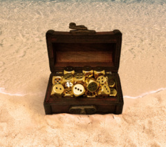 12mm 16d6 Radiant: Gold w/Box Treasure Chest Dice