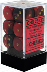 Chessex Gemini Black Red w/ Gold 16mm (Standard) 12 Dice Set CHX26633