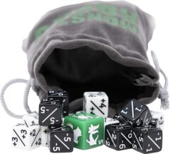 16x Dice Counters, +1/+1 and -1/-1 for Magic The Gathering with dice bag 12mm