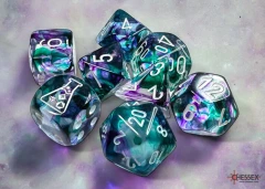 CHX30068 Chessex Manufacturing 7-set Lab: Translucent Nebula Flourite/white Polyhedral 7-dice set