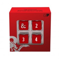 Ultra Pro - Heavy Metal Red and White D6 Dice Set for Dungeons & Dragons