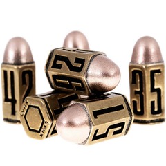 LYNX ACCESSORIES: SIX D6 BULLET DICE SET IN BRASS METAL