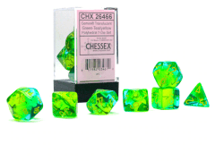 7ct Polyhedral Set - Gemini Translucent Green-Teal/yellow CHX26466