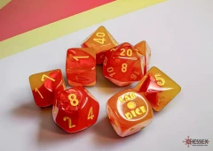 CHX30051 Chessex Manufacturing 7-set Lab: Gemini Gello-Red/yellow Polyhedral Luminary