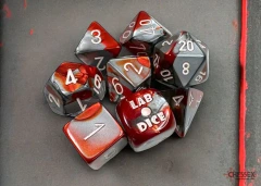 CHX30066 Chessex Manufacturing 7-set Lab: Gemini Red-steel/white Polyhedral.