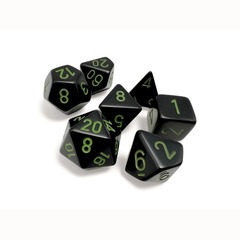 7CT POLYHEDRAL SET: OPAQUE BLACK WITH GREEN CHX25458