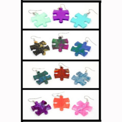 Chessex Earrings: Translucent Puzzle Piece Pair (Assorted Dice Colors) - CHX54005