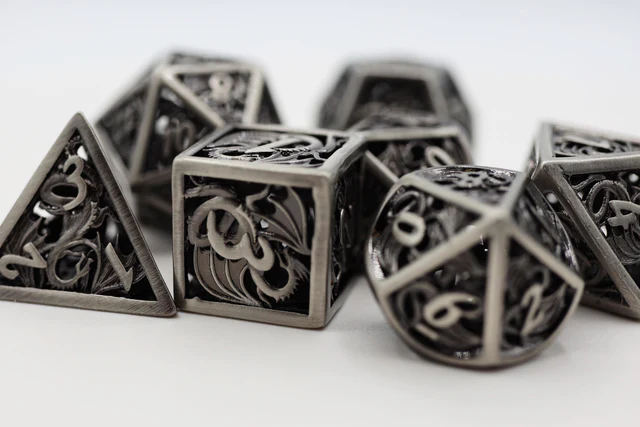 Dragon Essence: Silver - Hollow Metal RPG Dice Set