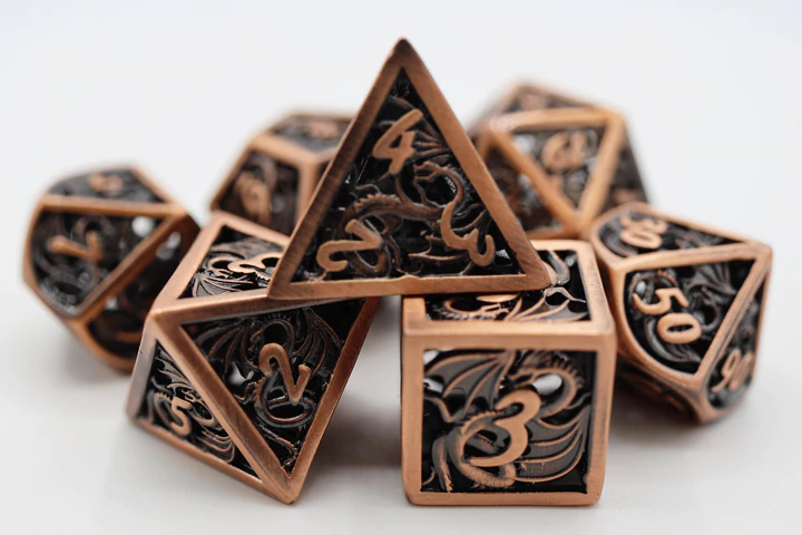Hollow Copper Dragon RPG Metal Dice Set