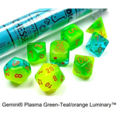 7CT LAB DICE (SERIES 5): GEMINI (LUMINARY) PLASMA GREEN-TEAL / ORANGE -  CHX30048