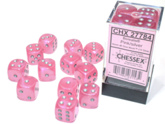 12ct 16mm d6 Dice Block - Borealis Luminary Pink w/Silver - CHX27784