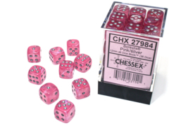 36ct 12mm d6 Dice Block - Borealis Luminary Pink w/Silver - CHX27984