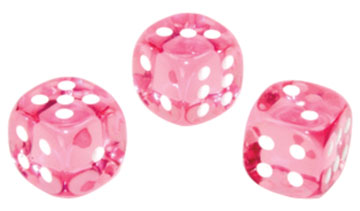 Translucent: 12mm D6 Pink/White (36) chx23814