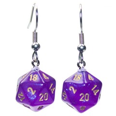 CHX54212 Chessex Manufacturing Hook Earrings BOR RYL PU Mini d20