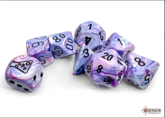 CHX30065 Chessex Mfg. Lab Dice 8: Festive Hydrangea/black Polyhedral 7-Die Set