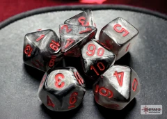 CHX20478 Chessex Dice Sets: Velvet Mini-Polyhedral Black/Red 7-Die Set