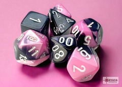 chx20630 Poly 7 Mini Dice Set: Gemini Black-Pink/White