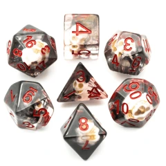 Black Smoke Skull RPG Dice Set