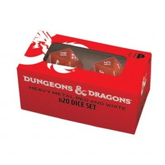 Ultra Pro - Heavy Metal Red and White D20 Dice Set for Dungeons & Dragons