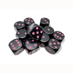 16MM 12CT D6 BLOCK: OPAQUE BLACK WITH PINK CHX25648