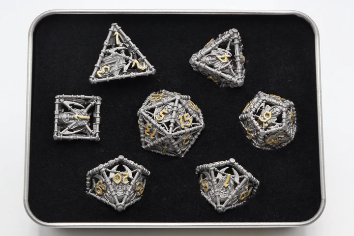 GRIM SCYTHE GREY RPG METAL DICE SET