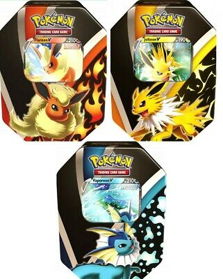 Pokemon Hidden Fates Tins and 2024 vaporeon tin