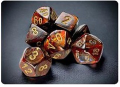 chx20419 Chessex Dice: Scarab - Mini Polyhedral Blue Blood/Gold (7)