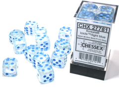 12ct 16mm d6 Dice Block - Borealis Luminary Icicle w/Light Blue - CHX27781