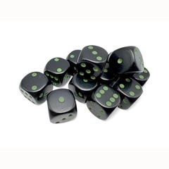 16MM 12CT D6 BLOCK: OPAQUE BLACK WITH GREEN CHX25658