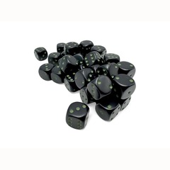 12MM 36CT D6 BLOCK: OPAQUE BLACK WITH GREEN CHX25858