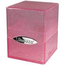 Ultra Pro Deck Box - Glitter Clear Pink Satin Cube