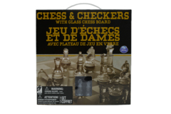Jeu d'Échecs et de Dames (avec plateau de jeu en verre)