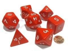 Opaque Red/White Polyhedral 7-Die Set