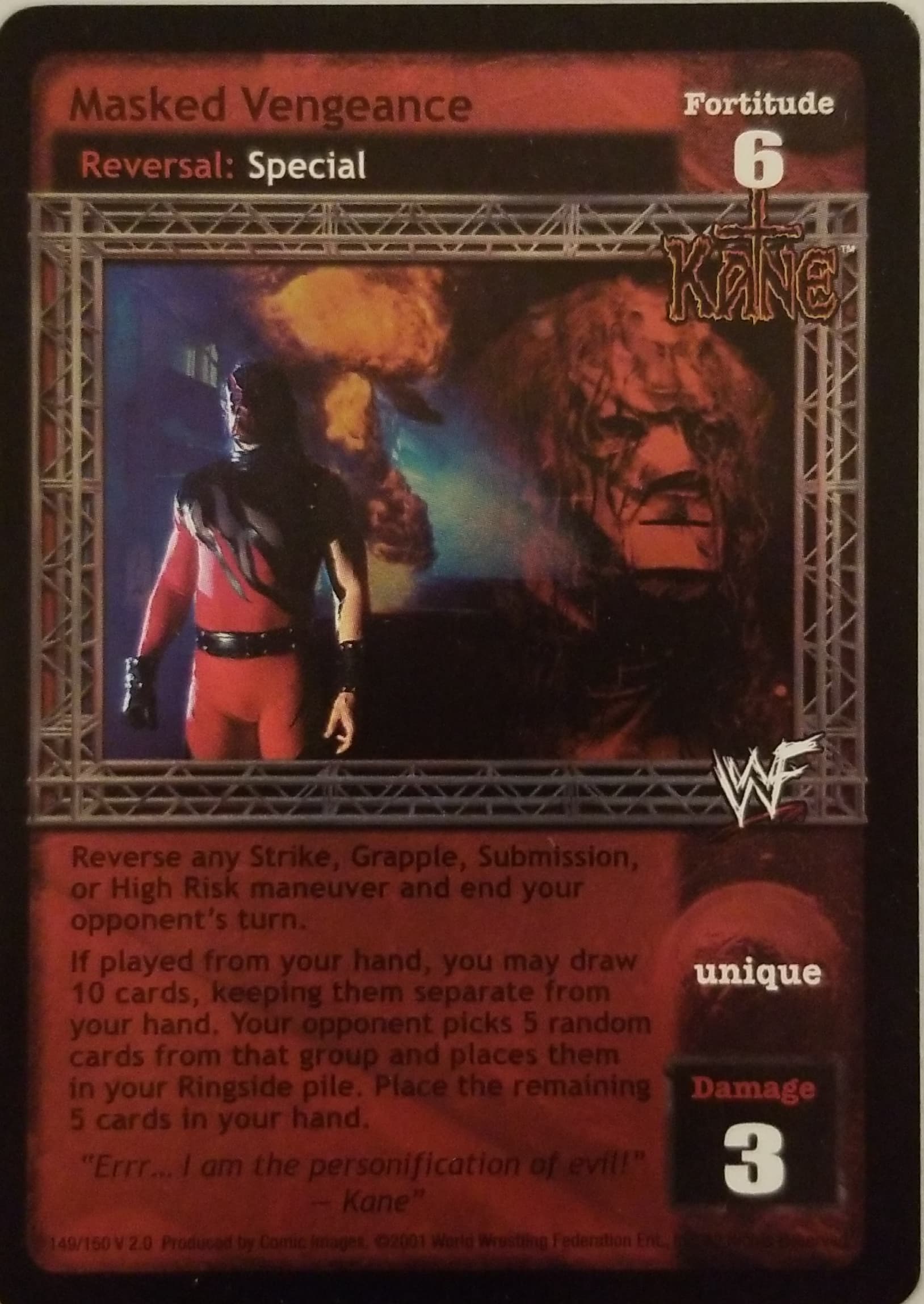 Masked Vengeance - WWE Raw Deal » Superstar cards » Kane - Carte Blanche  Hobbies