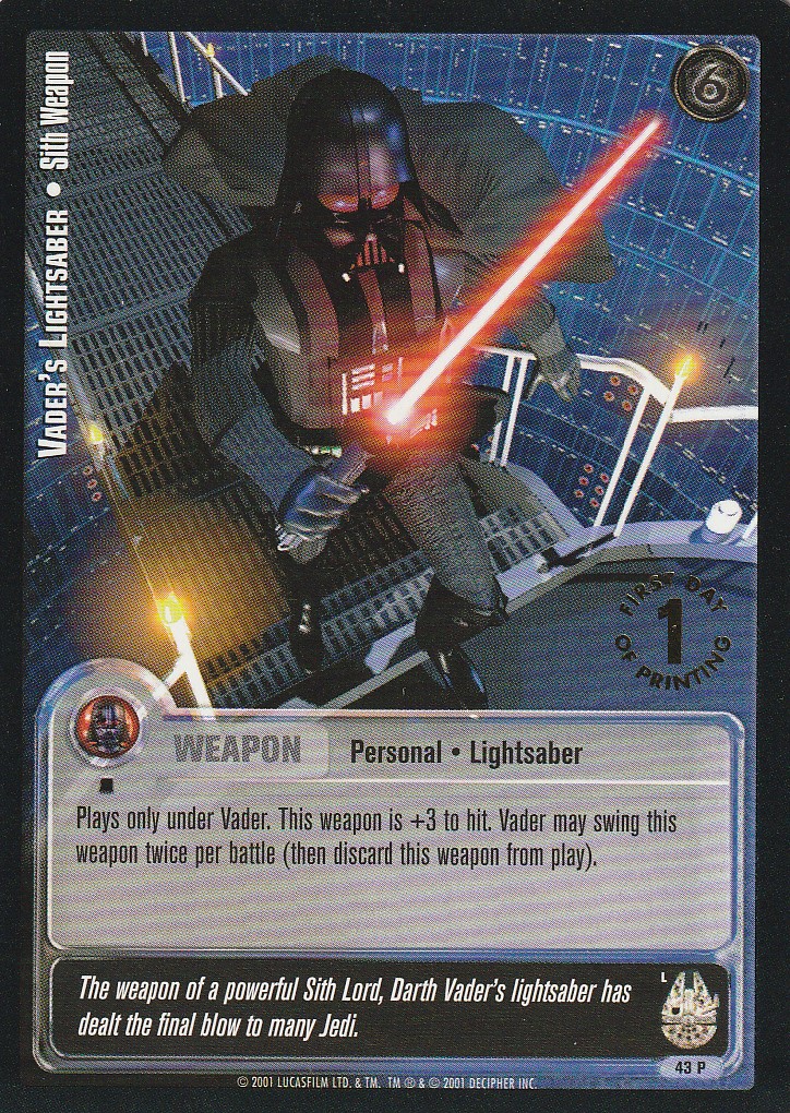 Vaders Lightsaber - SithWeapon (L) - 1st Day Stamped