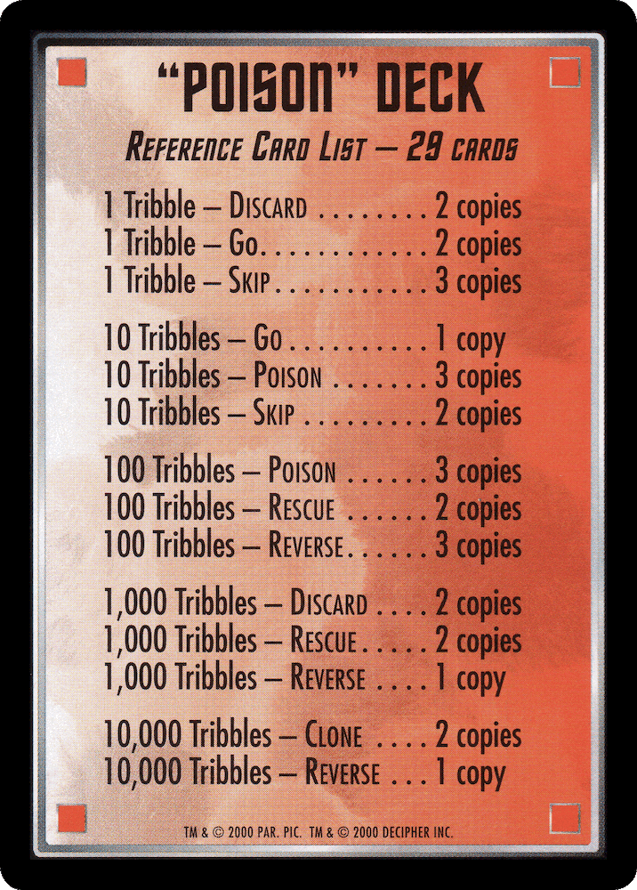 Poison Deck Reference Card (Red)