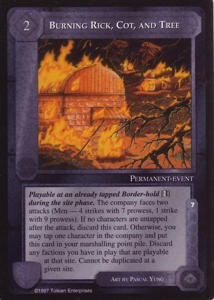 Burning Rick, Cot, and Tree