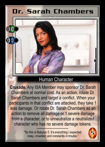 Dr. Sarah Chambers (purple smock)