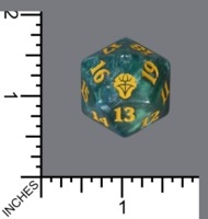 Spindown Dice (D-20) - Dominaria United (JUMBO Blue/Green Pearl w/Gold)