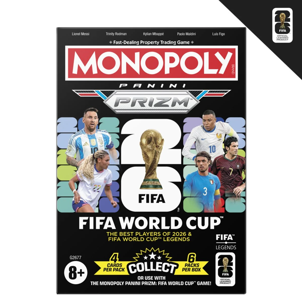 Monopoly Panini Prizm: FIFA World Cup Soccer Trading Cards Booster Box (6 packs per box)