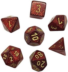 20504 Glitter Mini-hedral™ Ruby/gold 7-Die Set