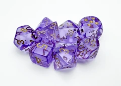 30059 Translucent Polyhedral Lavender/gold 7-Dice Set (with bonus die)