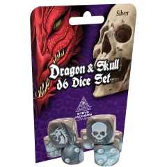 Dragon & Skull D6 Dice Set (Silver)