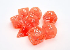 30060 Translucent Polyhedral Neon Orange/white 7-Dice Set (with bonus die)