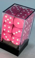 25644 Opaque 16mm d6 Pink/white Dice BlocK (12 dice)