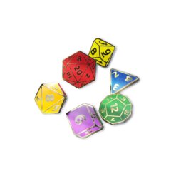 RPG Dice Translucent Enamel Pin Set (6 Pin Set) (Green Dice Drawstring Bag)
