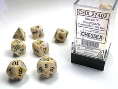 27402 - Marble Polyhedral Ivory/black 7-Die Set