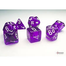 20377 Translucent Mini-hedral™ Purple/white 7-Die Set