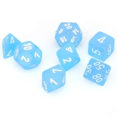 20416 Frosted™ Mini-hedral™ Caribbean Blue™/white 7-Die Set