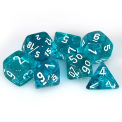 20385 Translucent Mini-hedral™ Teal/white 7-Die Set